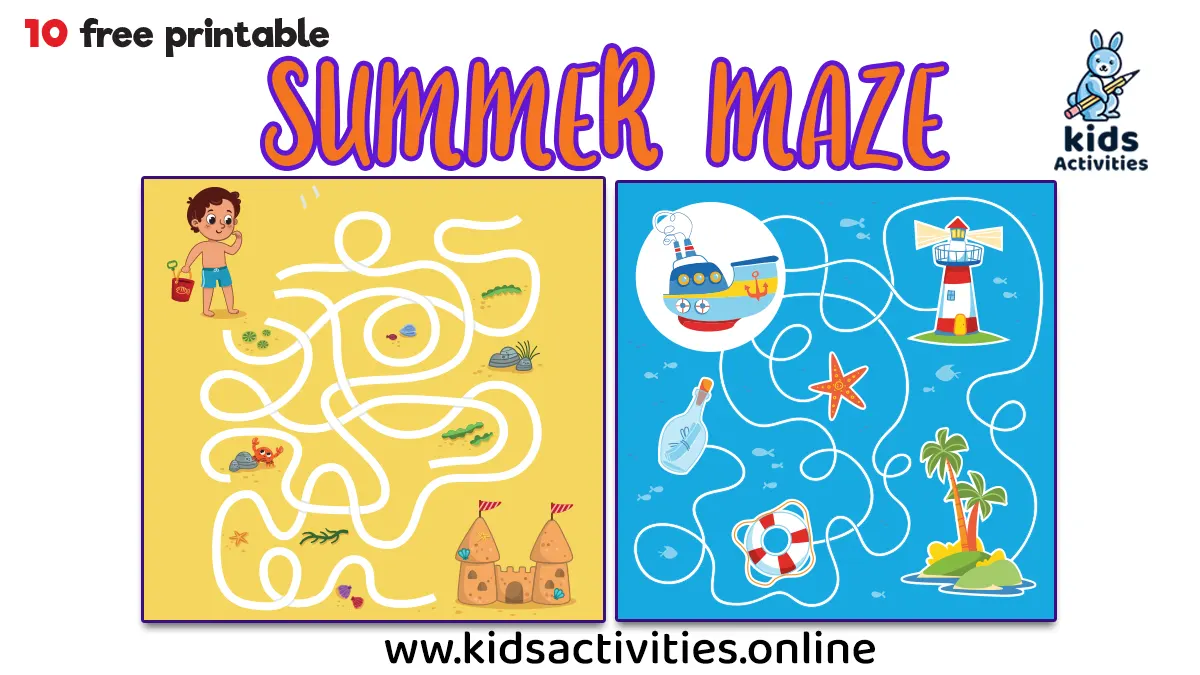 10 Fun and Free Printable Summer Mazes for Preschoolers ⋆ Kids Activities
