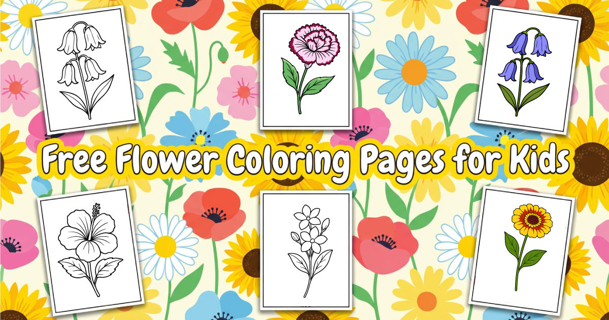 Free Flower Coloring Pages for Kids | Printable PDF Sheets
